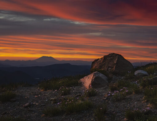 Fiery Skies Uniting Mt. Hood to St. Helens